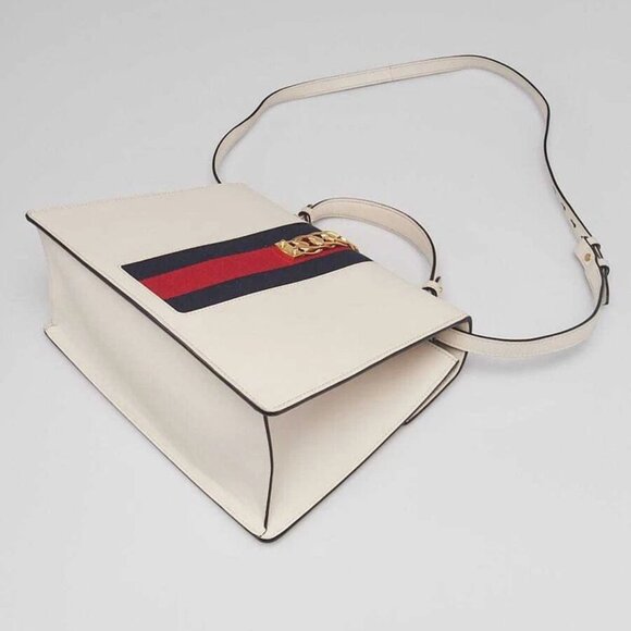 Gucci White Smooth Leather Calfskin Leather Vintage Web Medium Sylvie Shoulder - Picture 5 of 10
